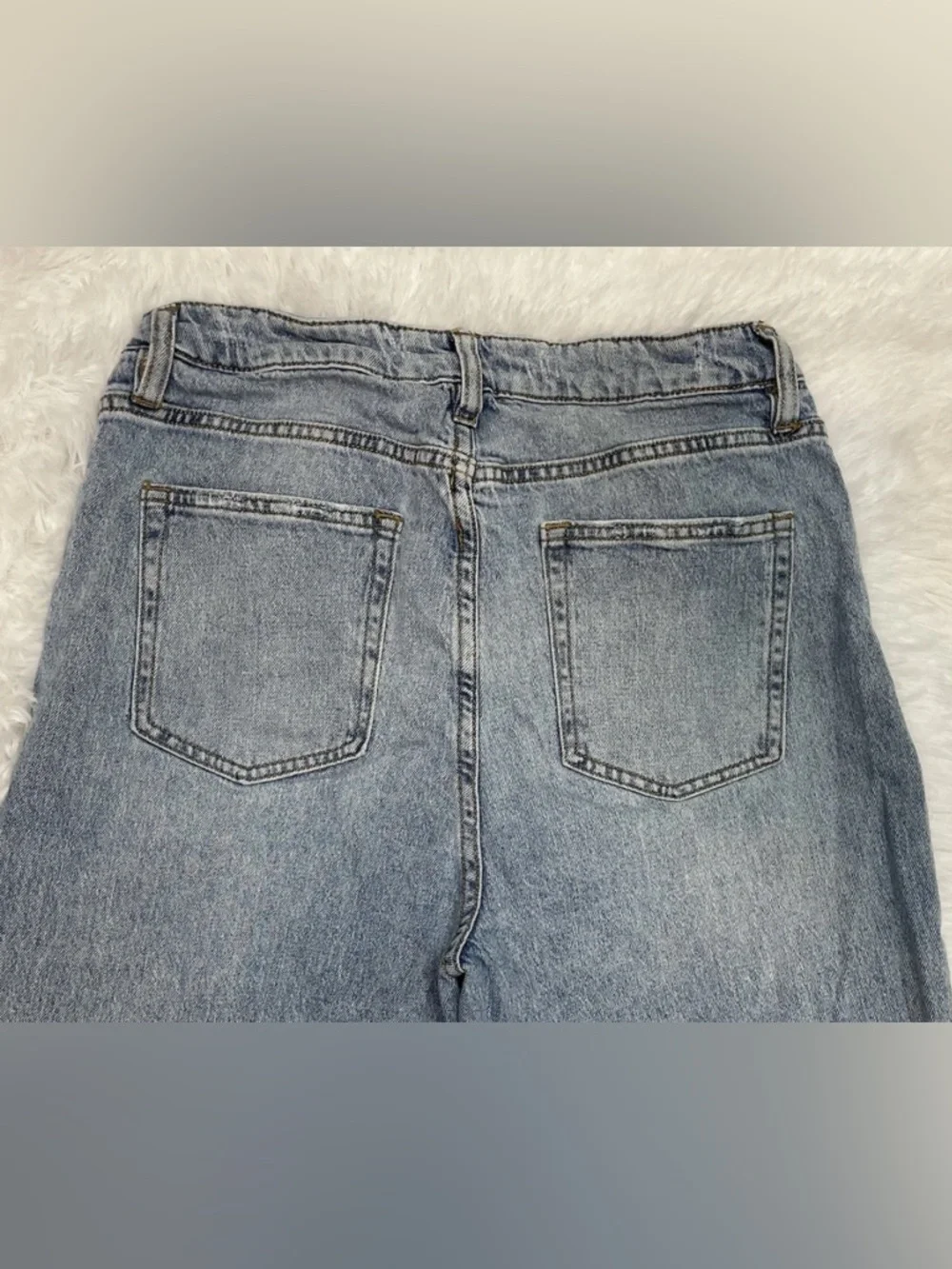 Oliver Logan Aberdeen Wide Leg Crop Jeans Womens Size 30 Blue High Rise Raw Hem - Picture 7 of 14